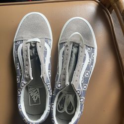 Grey Patterned Vans Lace Up Shoes