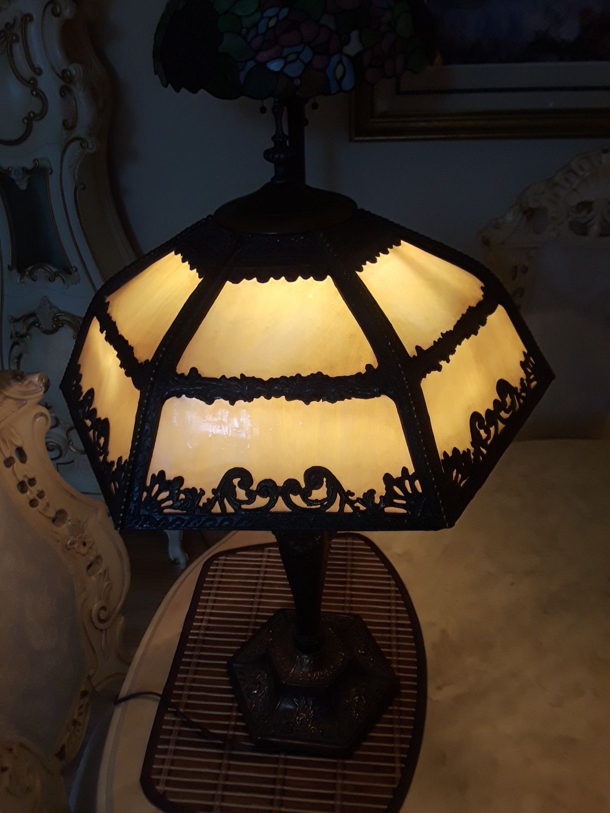 Vintage Slag glass lamp