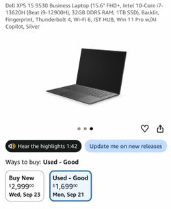 Dell XPS 15 9530 i7 4k OLED touchscreen display