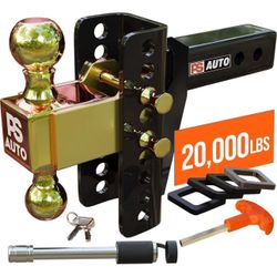 Adjustable Drawbar Trailer Hitch 20000 LBS, Fits 2 and 16 Inch Balls, For RV Towing, Motorcycles & Powersports