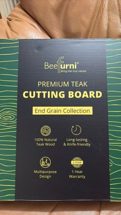 BEEFURNI Teak Wood End Grain Cutting Board (XL, 24x17x1.5"), Extra Large Wooden Cutting Boards for Kitchen, Serving & Charcuterie Boards, Premium Wood