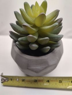 Small Faux Succulent in Gray Pot – Decorative Plant