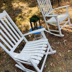 Pair Of Extra Wide Solid Wooden Rocking Chair Set