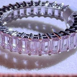 Baguette Moissanite Silver Ring