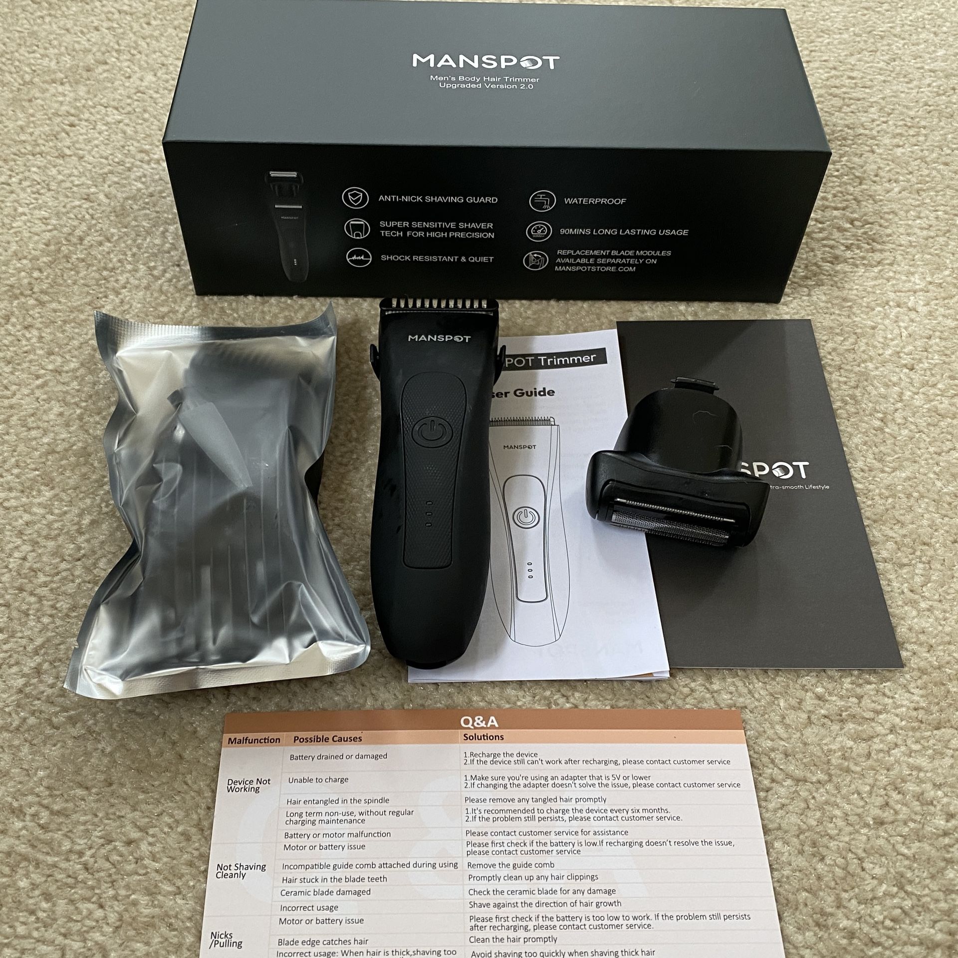 New MANSPOT Manscape 2 in 1 Body Hair Trimmer Foil Shaver