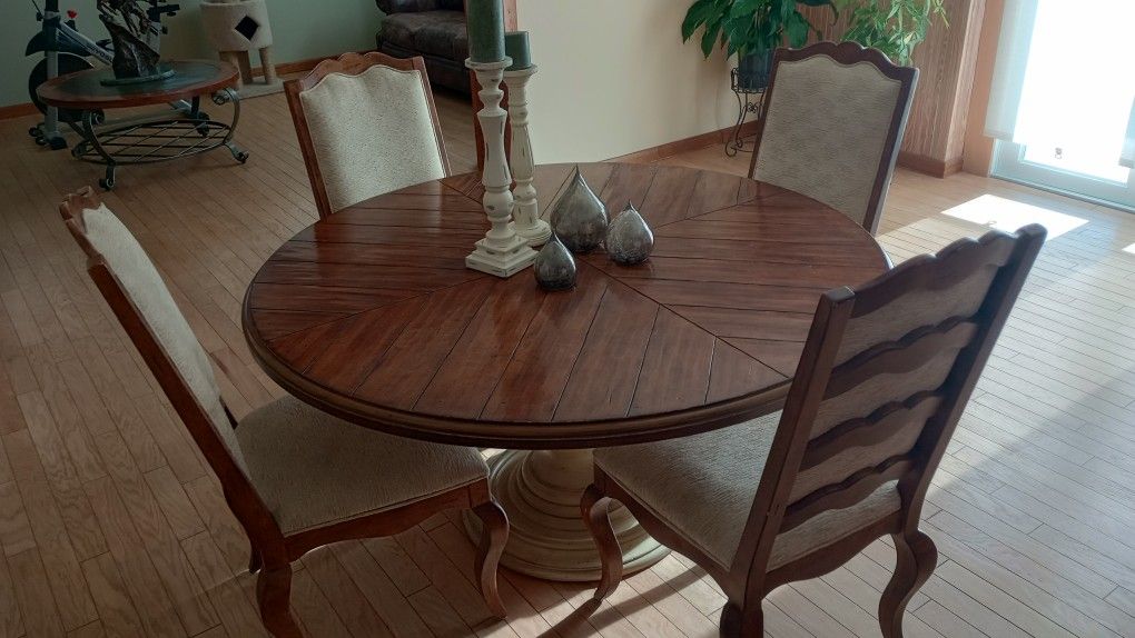 Solid Wood Tables And Chairs, Good Condition