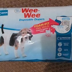 Wee-Wee Disposable Dog Diapers 15-19 Lbs Medium 12 Count Foam Fit Tail