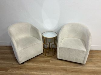 Cream Boucle Barrel Accent Chairs Set of 2
