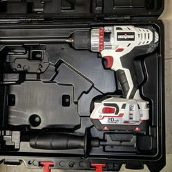 Uberman 20v Cordless Drill/Driver with Battery, Side Handle and Case