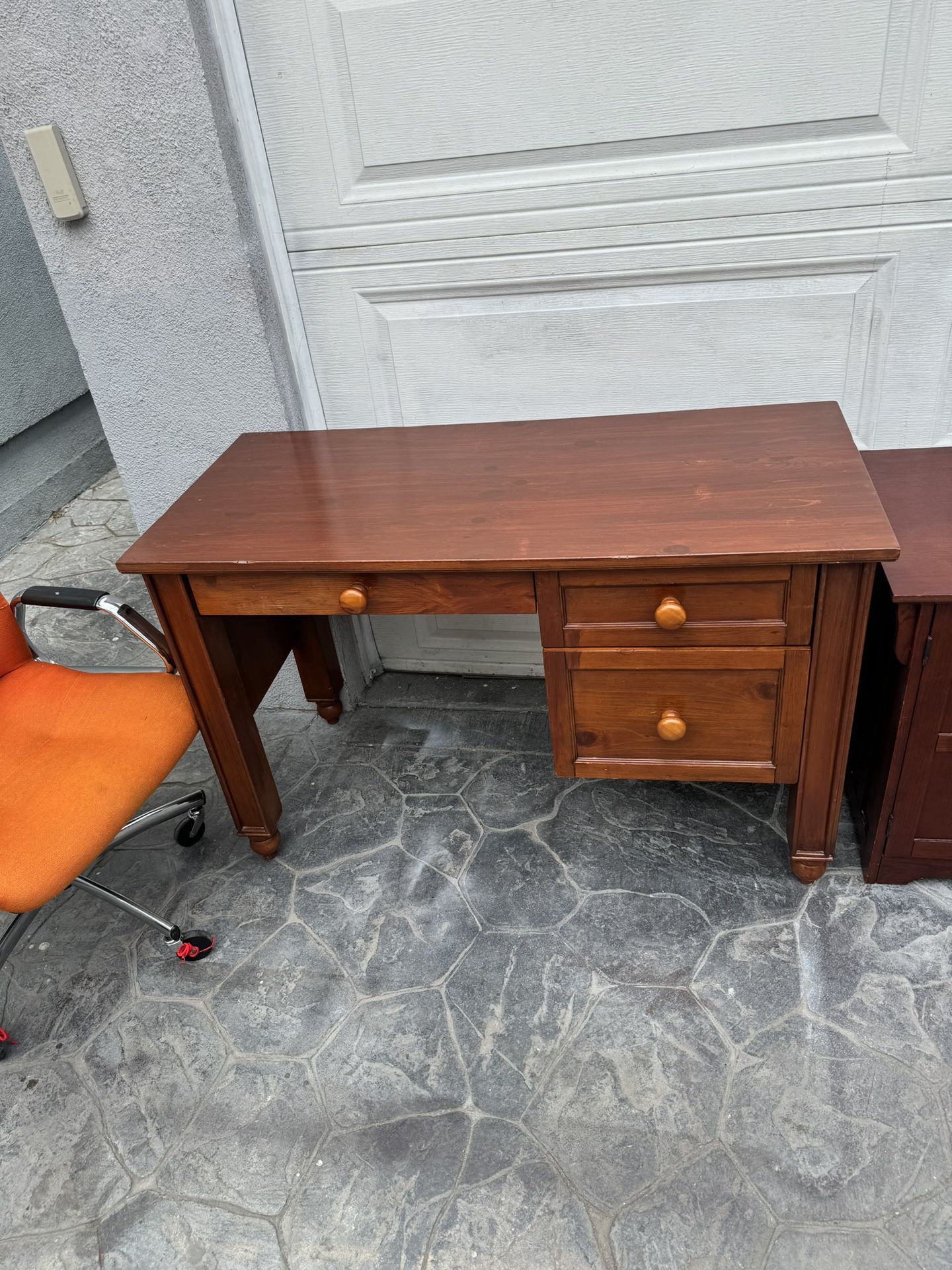 Traditional solid wood student / computer /writing / office desk w/ file folder drawer,  keyboard $75, office chair $20
