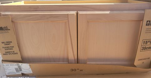 💝 Recessed Panel 30 in. W x 12 in. D x 15 in. H Assembled Wall Bridge Kitchen Cabinet in Unfinished