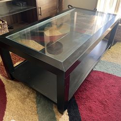 Matching Black & Glass Console & Coffee Tables