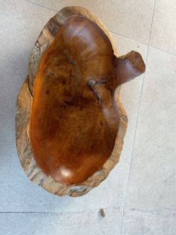 Large 21” Hand-Carved Live Edge Wood Bowl