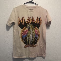 Vintage Style Def Leppard Shirt Size M Band 80s Tee Lightning Metal