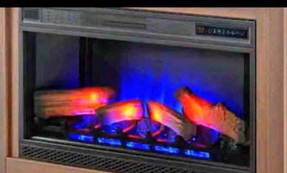 Infrared Fireplace 43" LED Quartz Realistic 3D Log in Ember Bed Temper Glass Adjustable Flame 5 Setting With /without Heat Adjustable Timer Remote Con