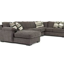 Bermuda Tux Sofa Chaise Sectional in Victory Sterling, Left Facing