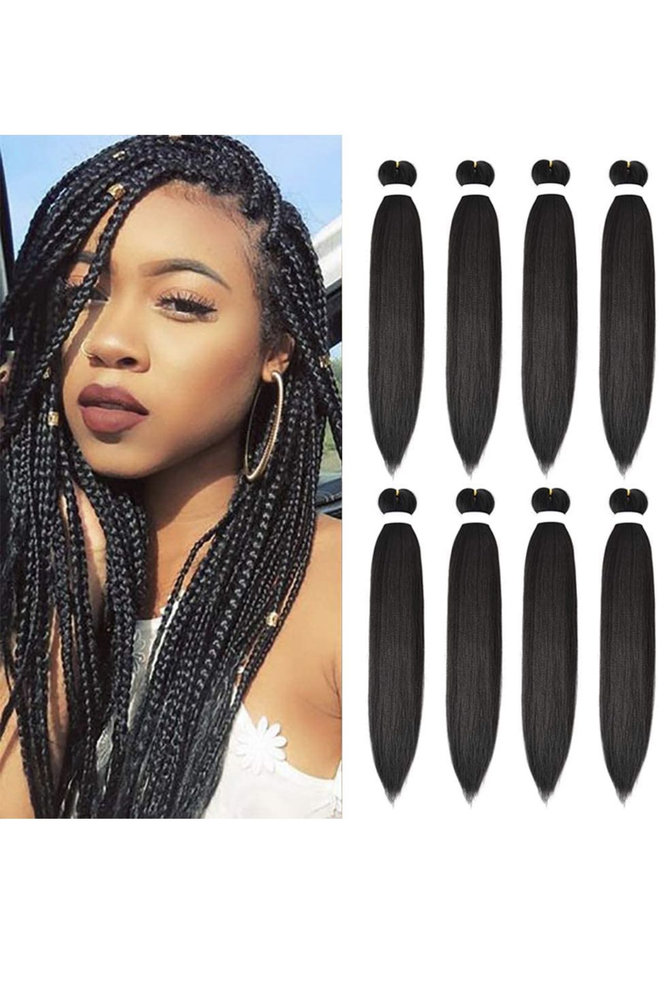 8 Pack Pre Stretched Braiding Hair - 26" 