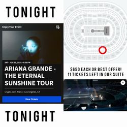 ariana grande eternal sunshine suite tickets june 13 $650 or best offer