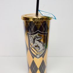 Spoontiques - Harry Potter Tumbler - Hufflepuff Foil Cup with Straw - 20 oz 
