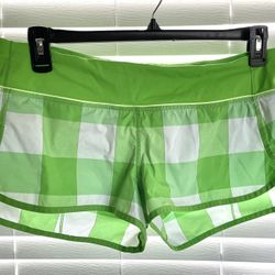Lululemon Running/Gym/Workout Shorts - 10 - Green Gros Gingham Frond Plaid