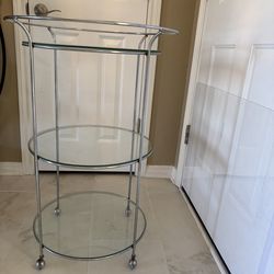 Three tiered glass bar cart