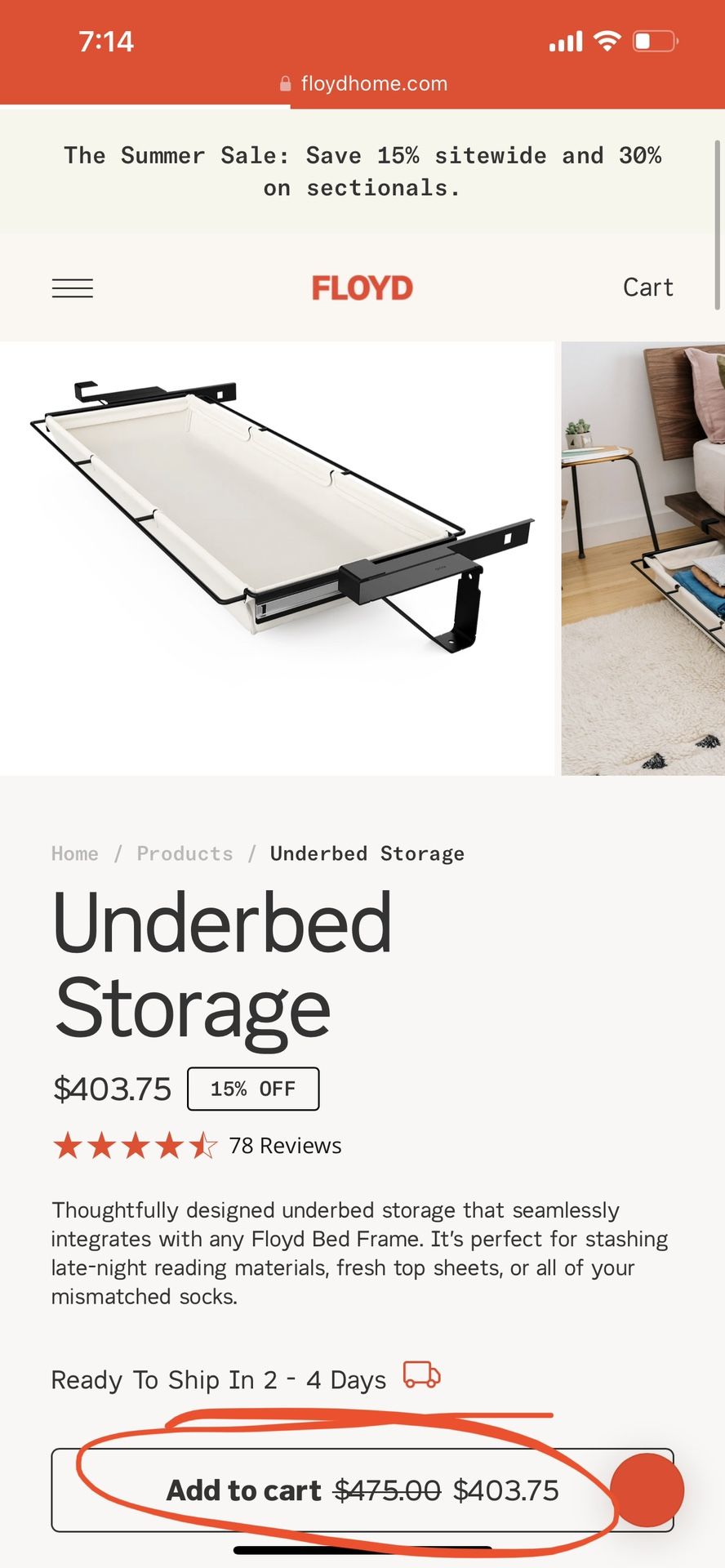 Floyd under bed Storage