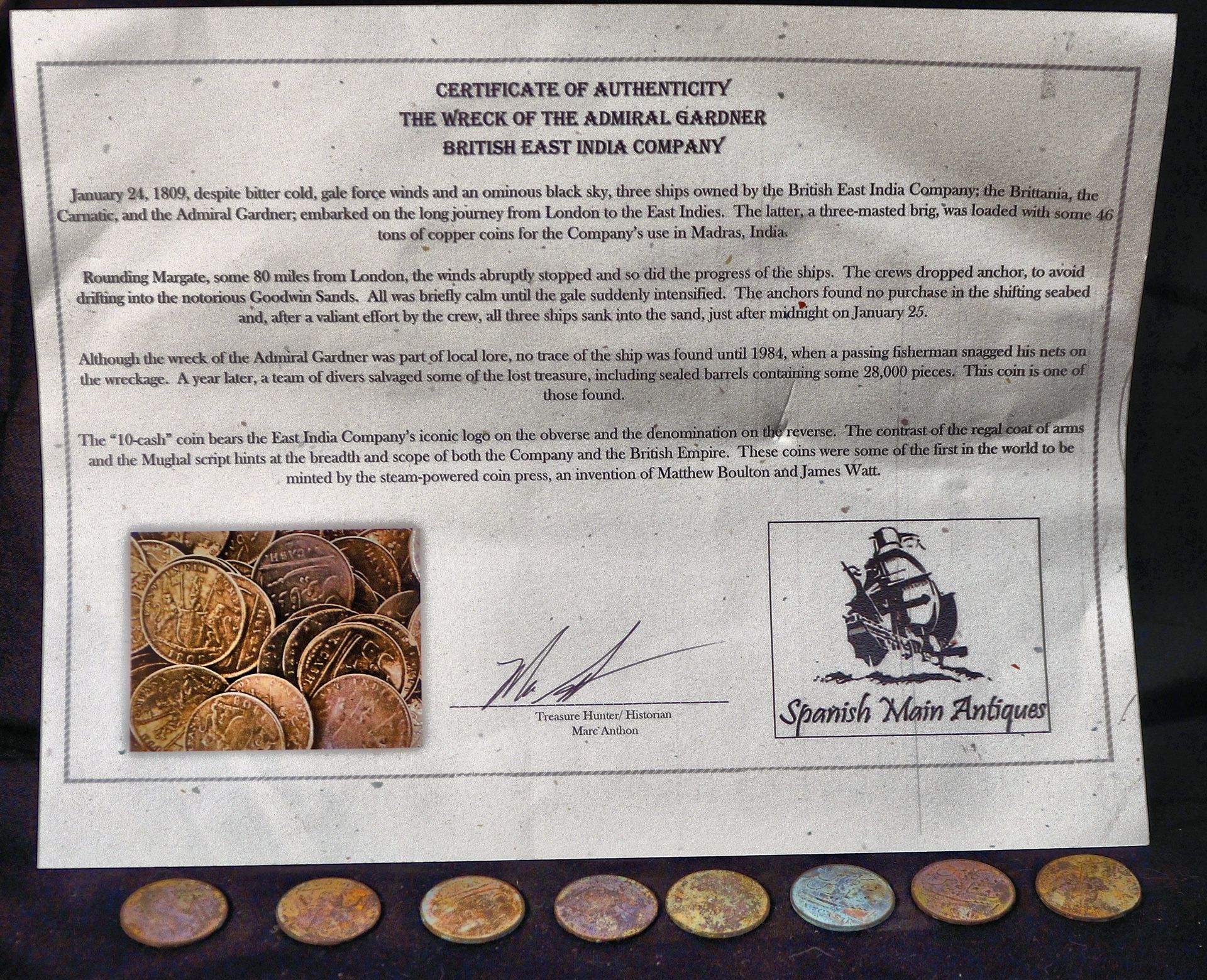 East India Trade Company Ship Wreck X Cash Coins