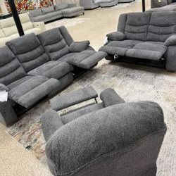TULEN GRAY/BROWN RECLINING LIVING ROOM SET