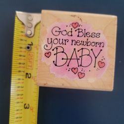 Wood Rubber Stamp baby 