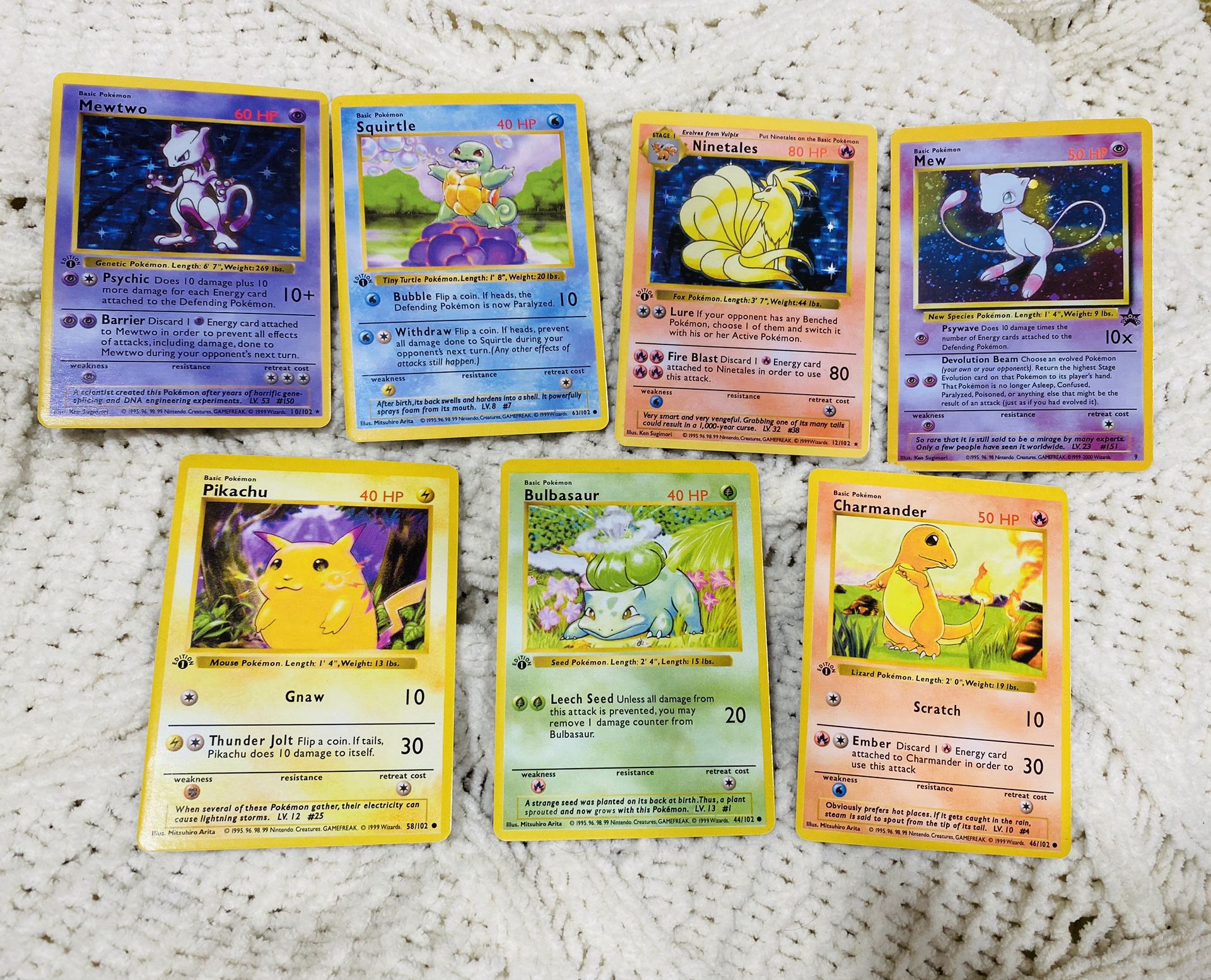 Pokemon 10 cards charizard, blastoise, venasaur, pikachu
