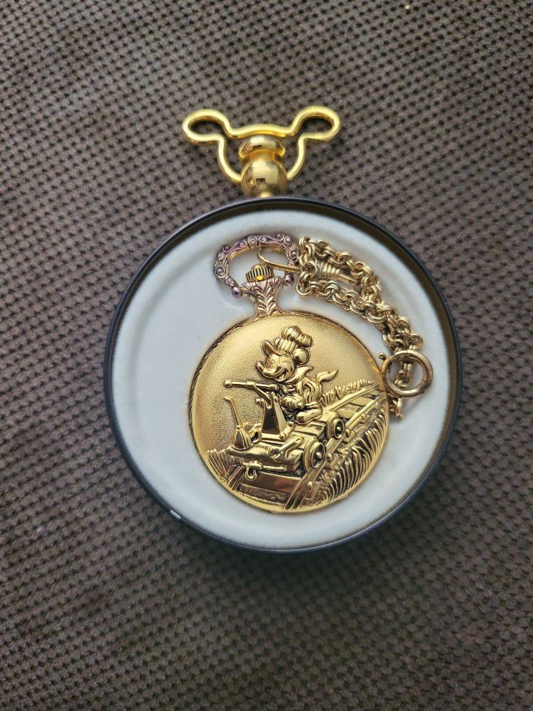 Vintage Disney Verichron Mickey Mouse Pocket Watch (Train Ticket Collector)