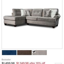 Grey Cordelle 2-piece, left-facing sectional with Chaise