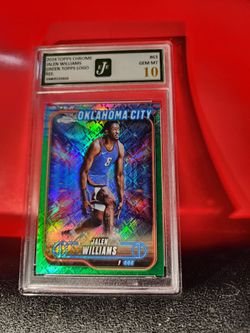 Topps Chrome 2025 Basketball. Jalen Williams Green Topps Logo Refractor EJE 10 GEM MT