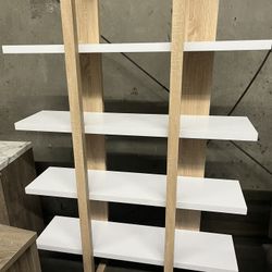 5 Tier Bookcase In White And Taupe 
