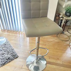 4 Leather Adjustable Bar Stools For Sale