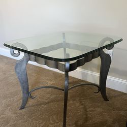 Set Of 4 Glass And Silver Tables