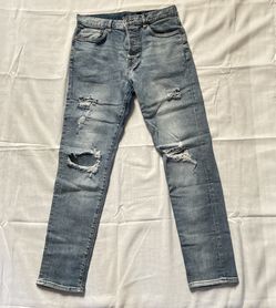 H&M &Demin Men’s Skinny Blue Wash Ripped Jeans Relaxed Skinny Tapered Leg 30x30