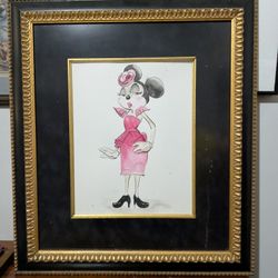 Framed Couture Minnie Mouse Pink Dress Watercolor 