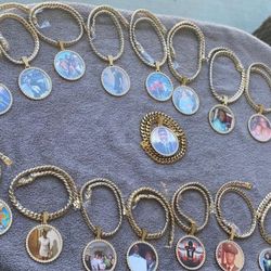 pendants with personalized photos, 14k gold plated 