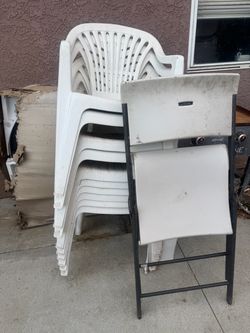 White Plastic Outdoor Patio Chairs Set