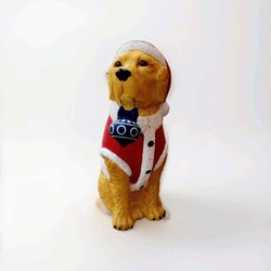 2.5 Foot Golden Retriever with Santa Suit and Hanging Ornament 