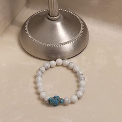 Beaded and Turquoise Turtle Stretch Bracelet 