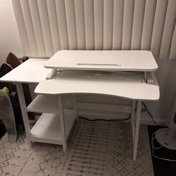 White Desk w/ Standing Desk Attachment