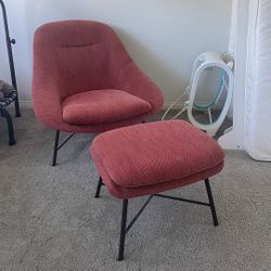 West Elm Alvi High-back Chair and Ottoman Set $800 Retail Price