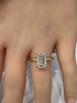 14K VS2/F 4.01CTW IGI Certified Lab Diamond Emerald Solitaire Engagement Ring 