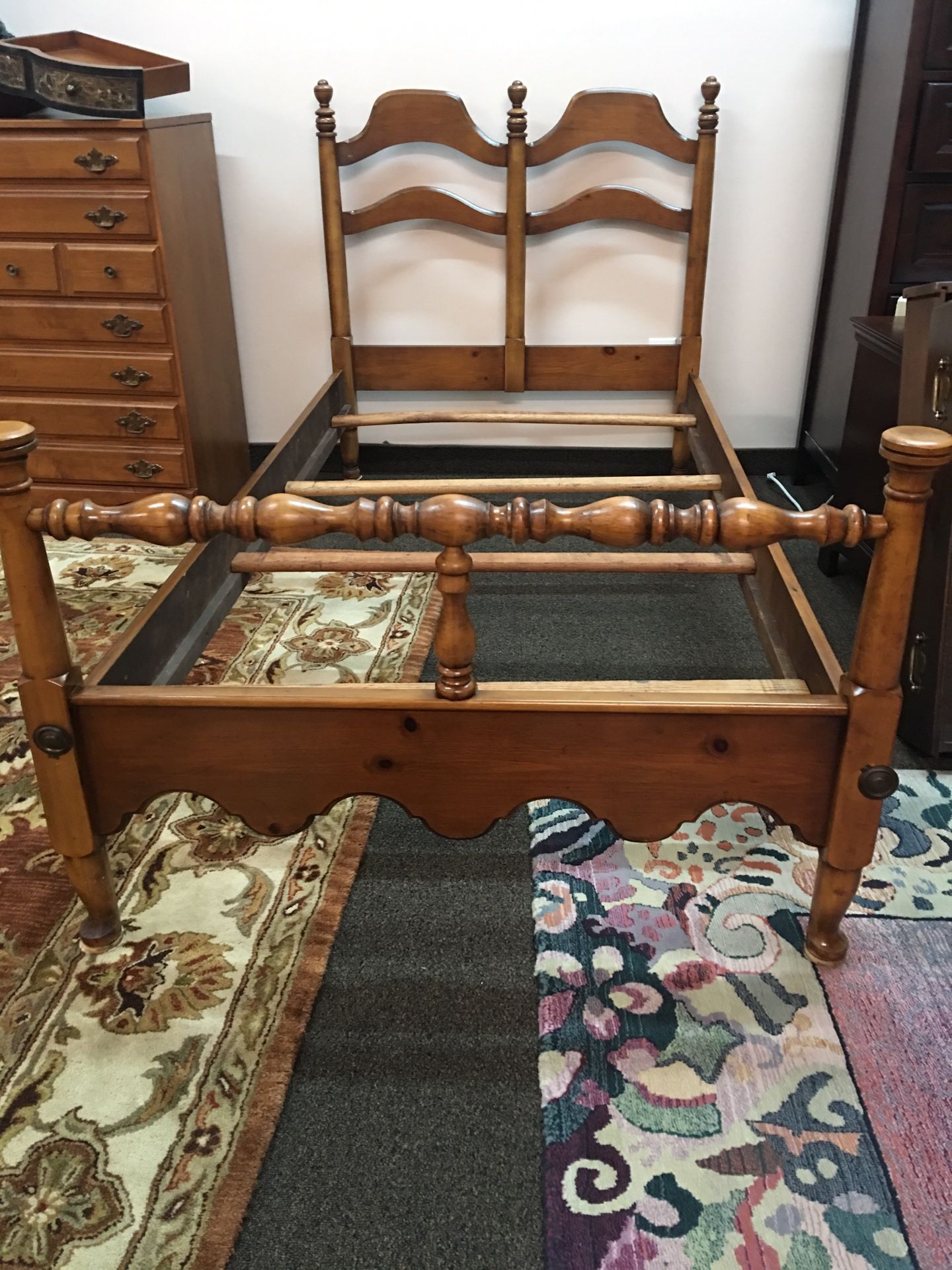 Twin size solid wood bed in great condition