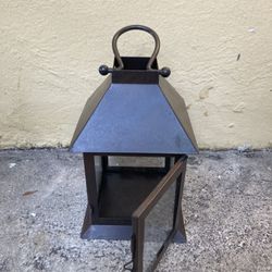 Lantern Candle Light Brown Metal Outdoors