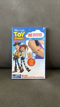 New Sealed Disney Pixar Toy Story 32 Valentine Cards With Tattoos & Stickers