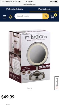 Conair Double-Sided Lighted Mirror, Satin Nickel Finish