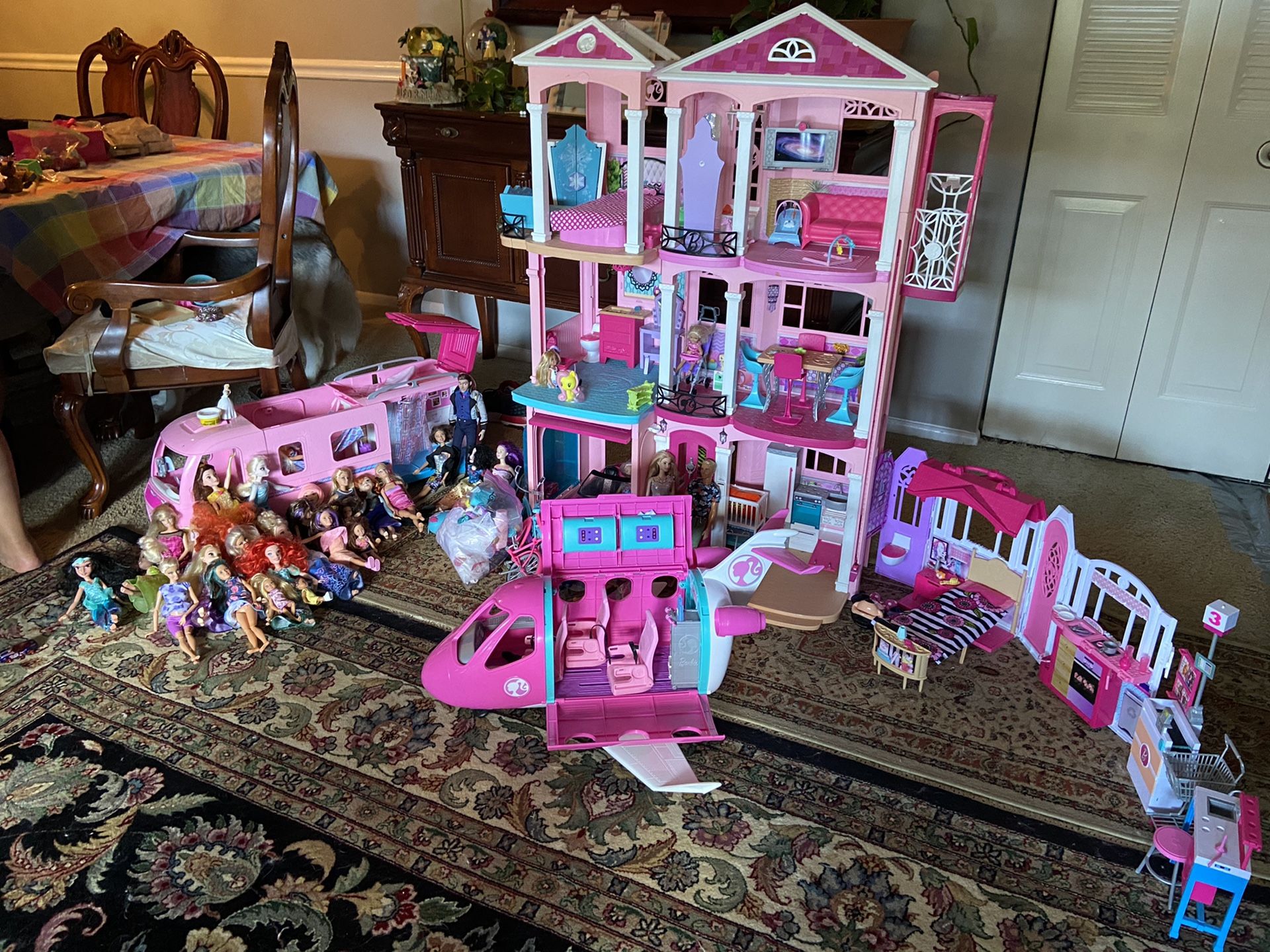 Barbie Huge Lot Includes: (Barbie Dreamhouse, Barbie Airplane, Barbie Camper, 25+ dolls and more!)